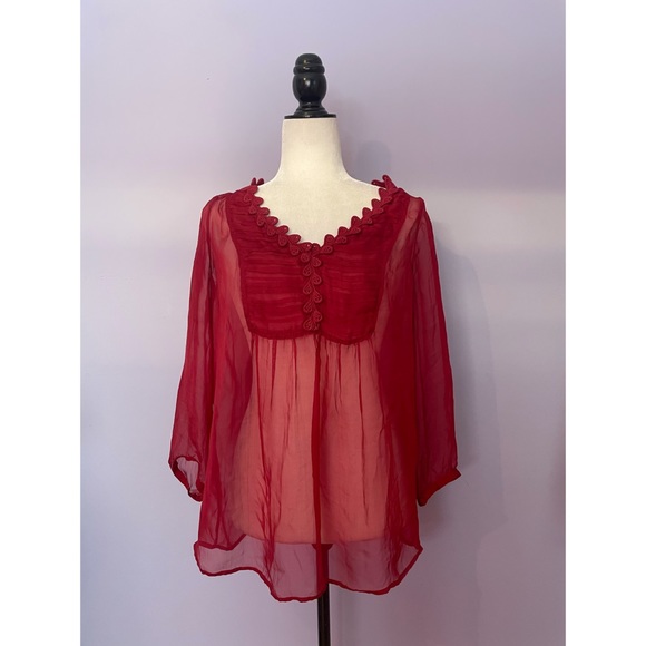 Anthropologie meadow rue sheer peasant blouse - Picture 2 of 5